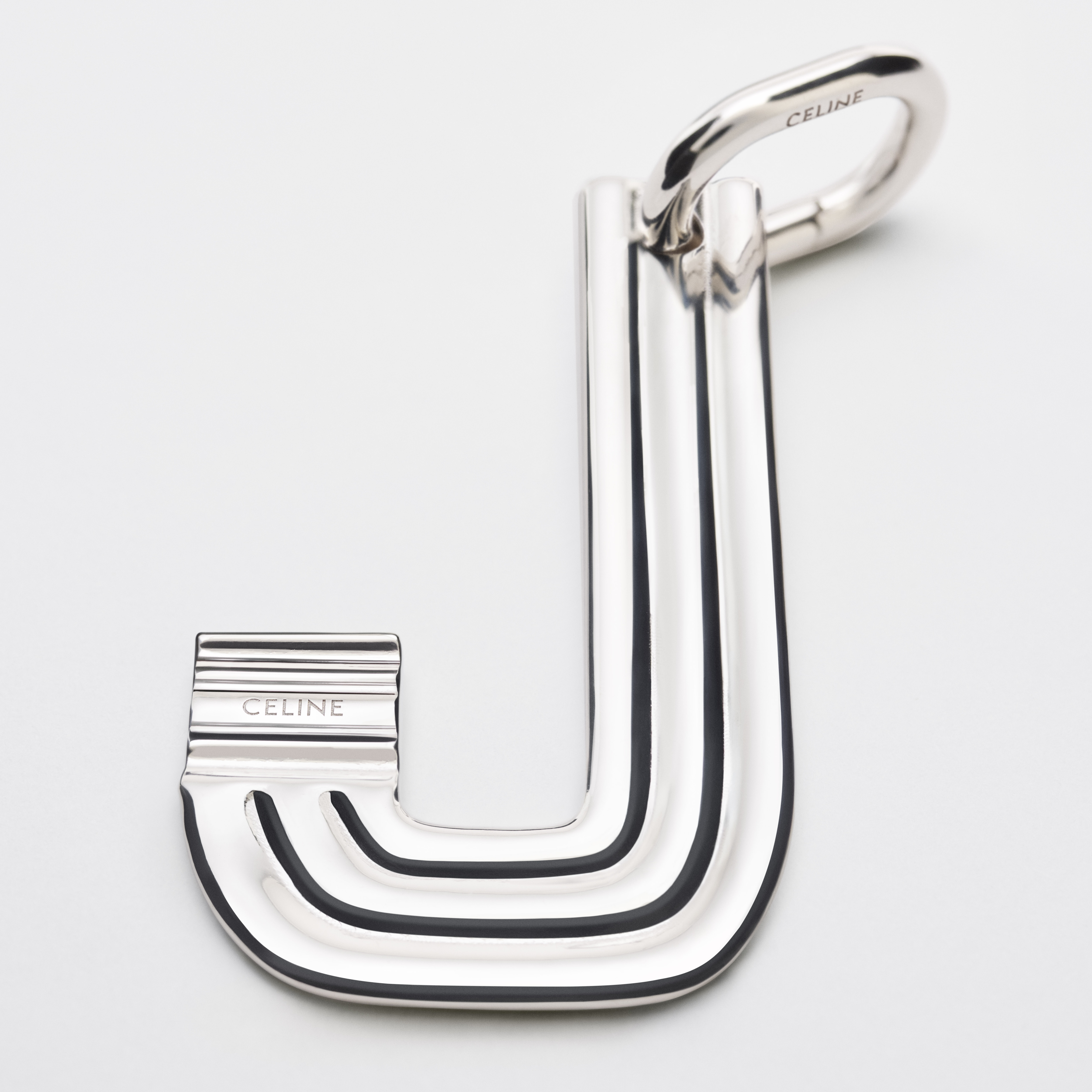 ALPHABET CHARMS J LETTER IN BRASS WITH RHODIUM FINISH - SILVER